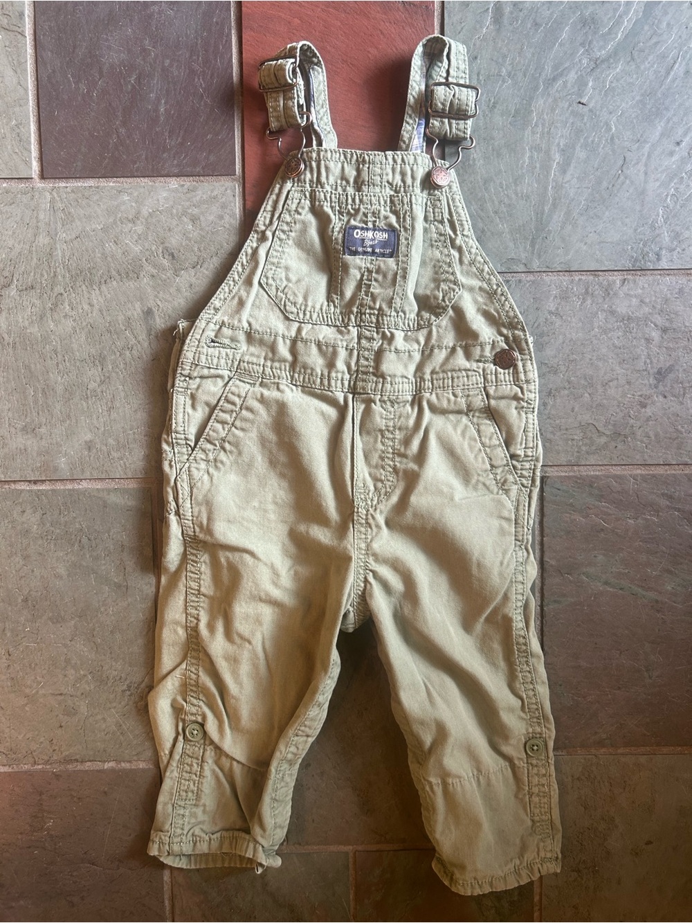 OshKosh B'gosh Tan Kids Overalls with Adjustable Straps
